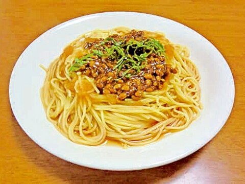 お子様にも好評。ミネラルたっぷり！和風納豆パスタ